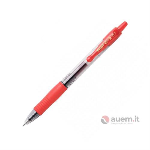 Pilot G2 penna gel a scatto, punta 0,7 mm, inchiostro rosso