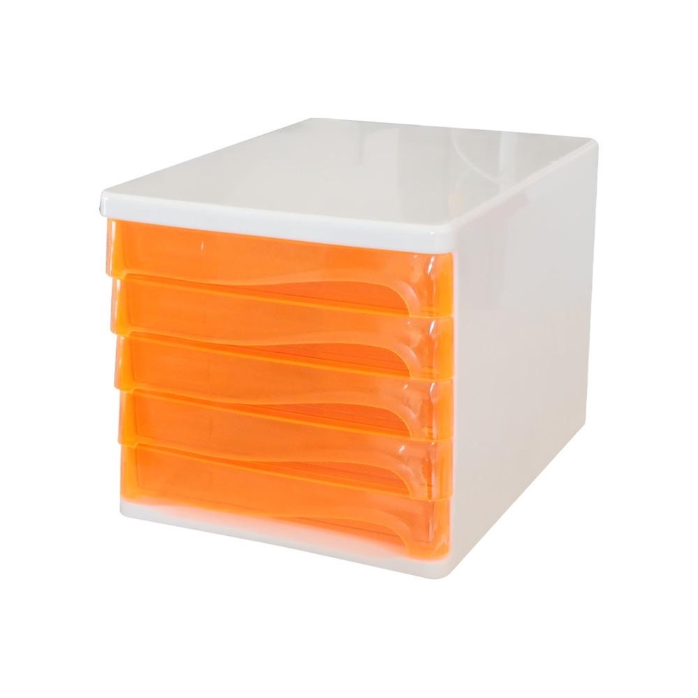 Cassettiera da scrivania, 5 cassetti antiurto, arancione