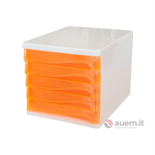 Cassettiera da scrivania, 5 cassetti antiurto, arancione