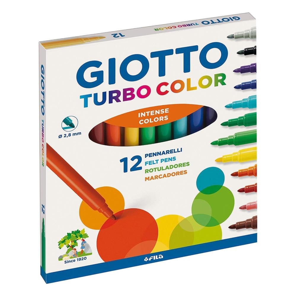 Giotto pennarelli turbo color, colori assortiti, 12 pezzi