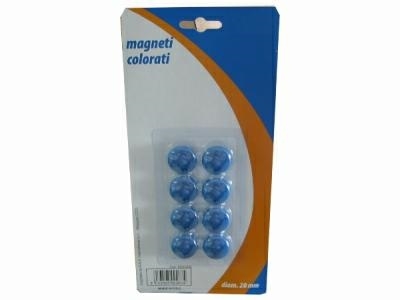 Magnete per lavagna, 20 mm, rotondo, blu (8 pezzi)