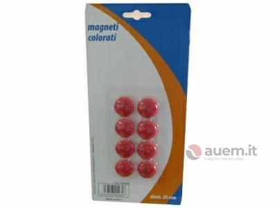 Magnete per lavagna, 20 mm, rotondo, rosso (8 pezzi)