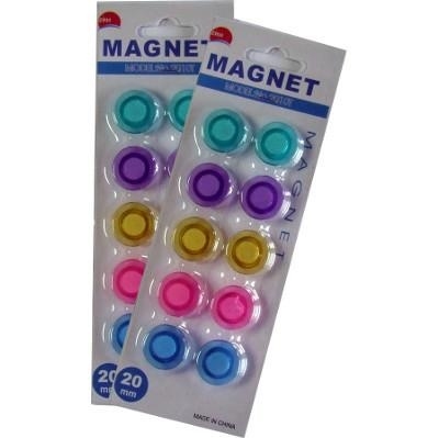Magnete per lavagna, 20 mm, 5 colori trasparenti (10 pezzi)