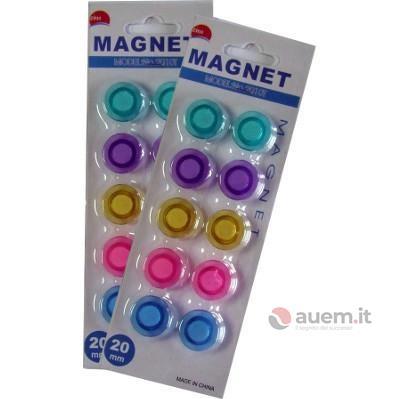 Magnete per lavagna, 20 mm, 5 colori trasparenti (10 pezzi)