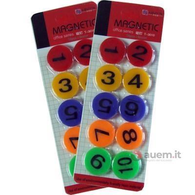 Magnete per lavagna numerato, 30 mm, colori assortiti  (10 p