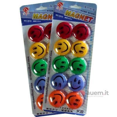 Magnete per lavagna smile, 35 mm, colori assortiti  (10 pezz
