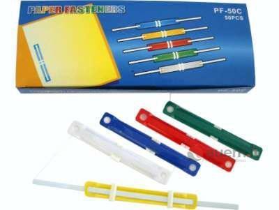 Paper fasteners in plastica cm.8 - 5 colori - 50 pezzi