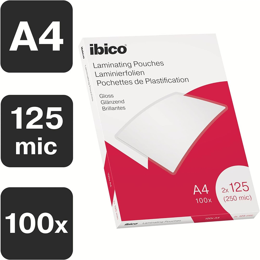 GBC Ibico Pouches per plastificare A4, 125 micron, 100 pz
