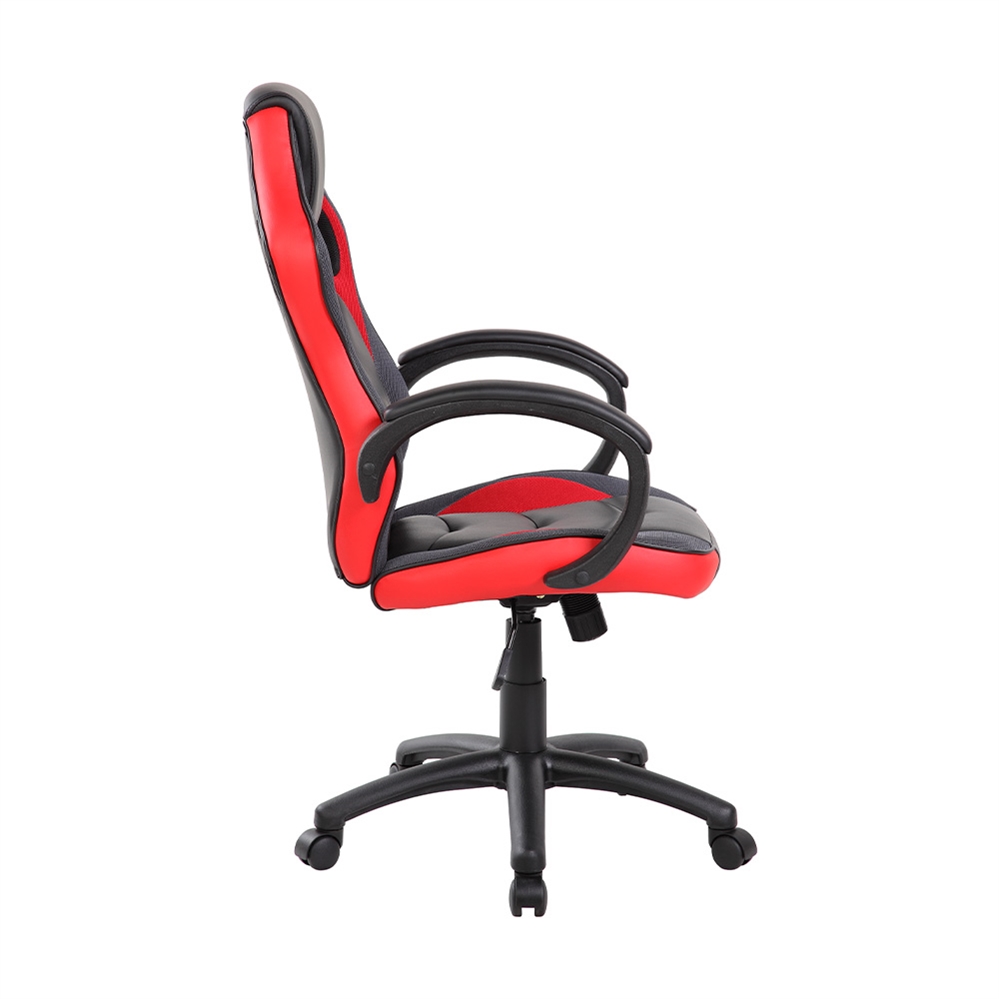Sedia gaming ergonomica girevole ed elevabile nera e rossa