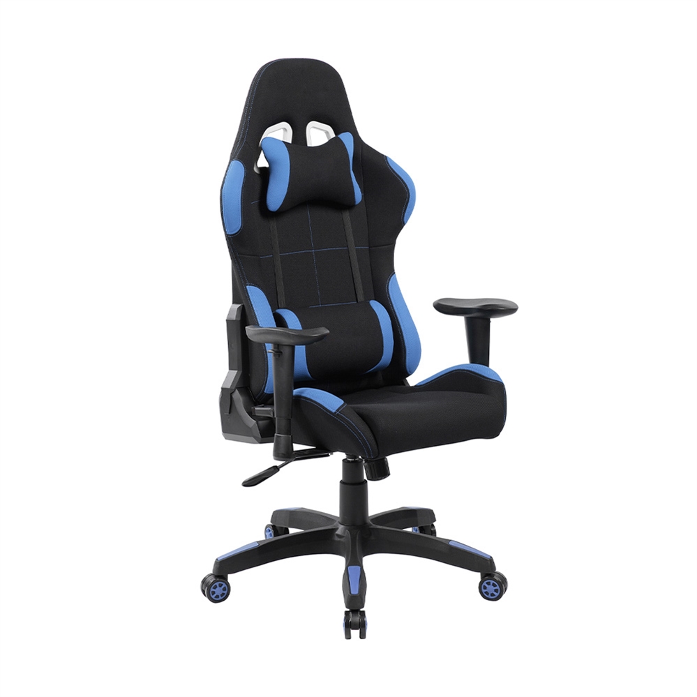 Sedia gaming ergonomica con supporto lombare nera e blu