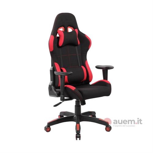 Sedia gaming ergonomica con supporto lombare nera e rossa
