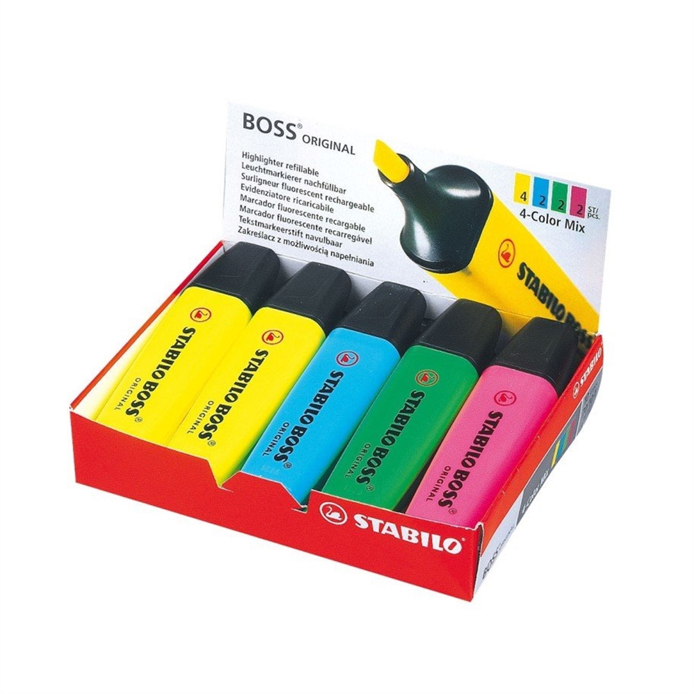 Stabilo boss® evidenziatore scalpello, 10 colori fluo