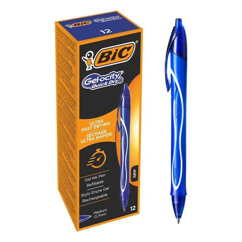 BIC Gelocity Quick Dry Penna gel a scatto, punta media, blu