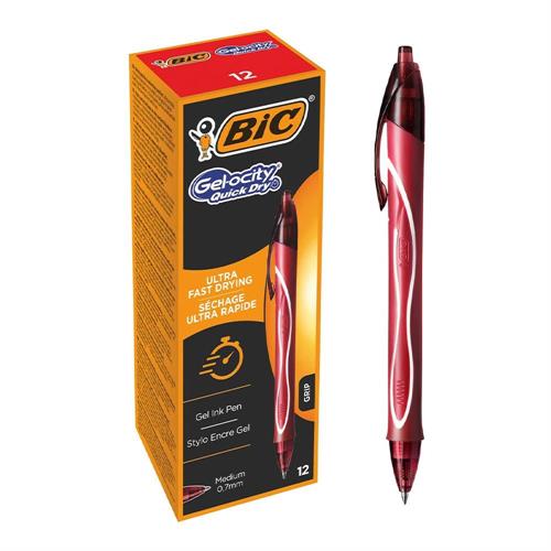 BIC Gelocity Quick Dry Penna gel a scatto punta media, rosso
