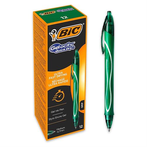 BIC Gelocity Quick Dry Penna gel a scatto punta media, verde
