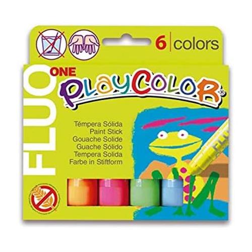PlayColor Tempera solida Fluo, 6 pezzi