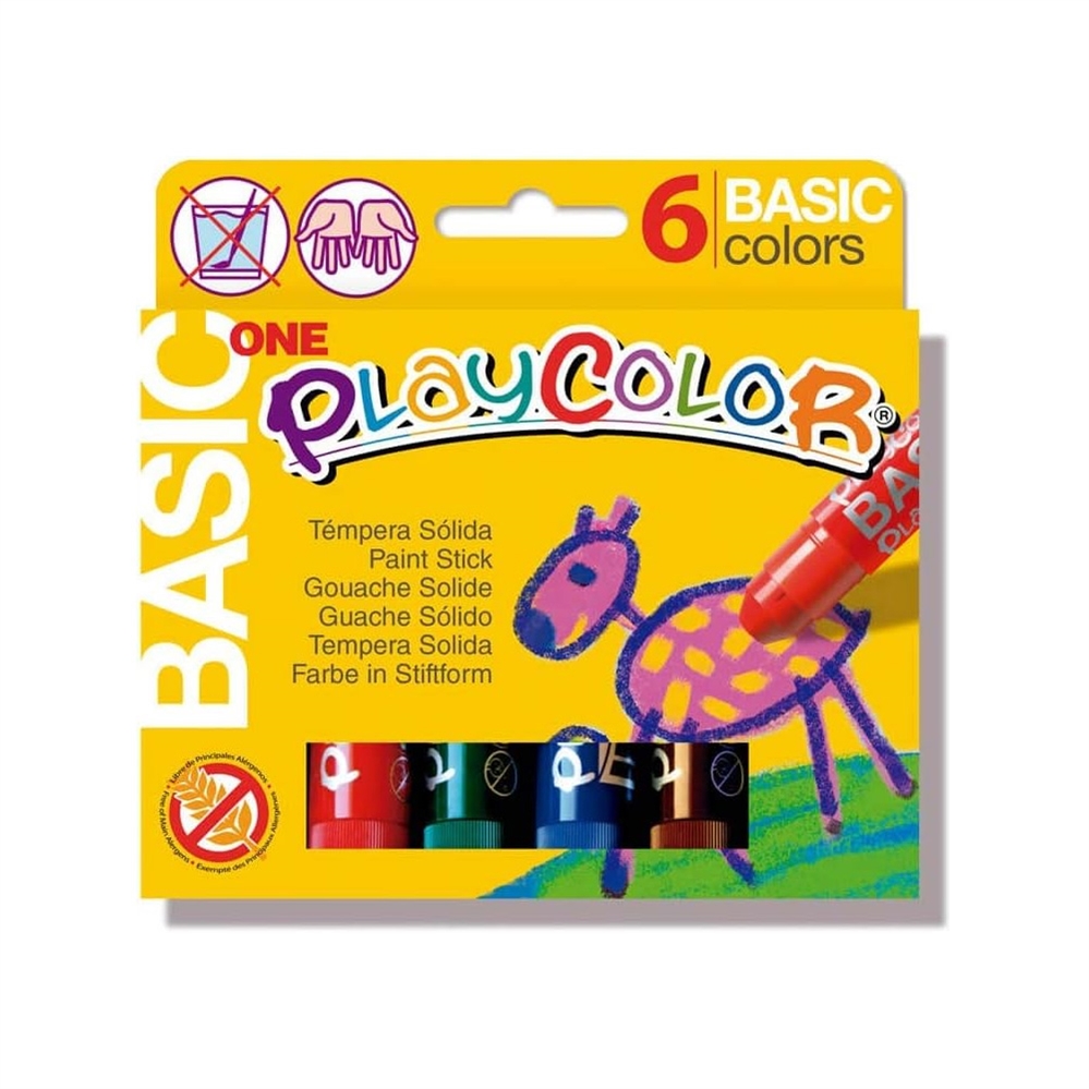 PlayColor Tempera solida Basic, colori assortiti 6 pezzi